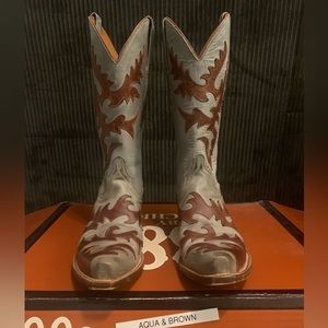 Lucchese Vintage Boot- Smoke and Chocolate Brown Snip Toe Mid-Calf, size 7B